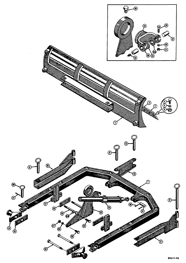 Схема запчастей Case 310E - (091) - MECHANICAL ANGLING DOZER (05) - UPPERSTRUCTURE CHASSIS