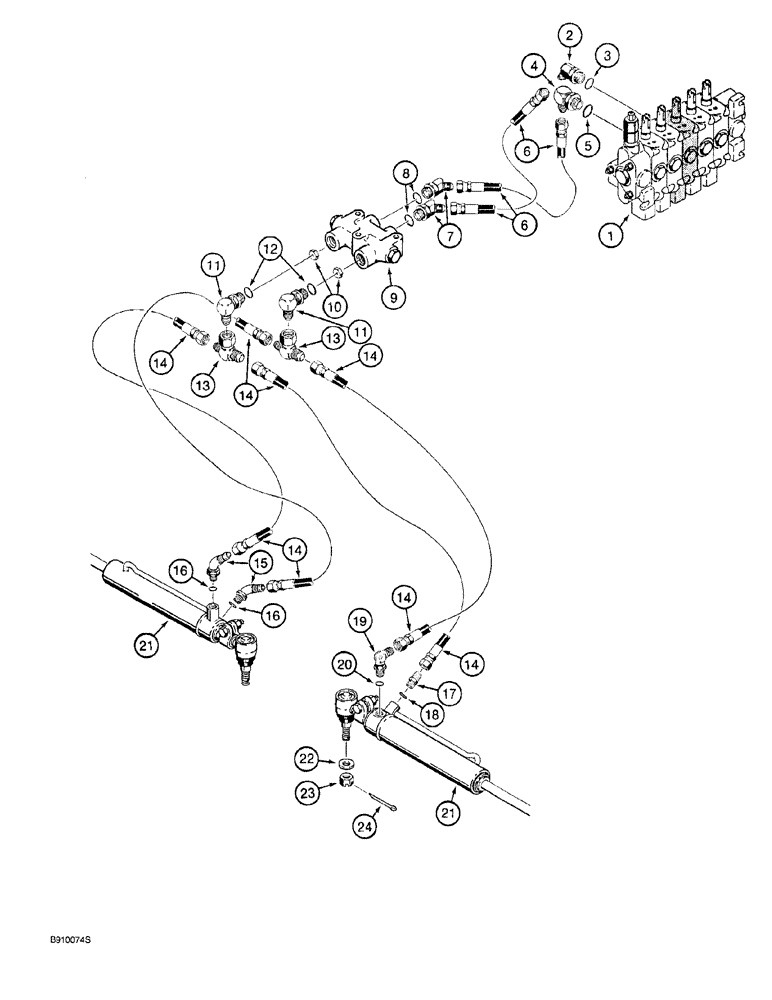 Схема запчастей Case 760 - (05-028) - REAR STEERING HYDRAULIC CIRCUIT, MODELS WITHOUT ELECTRONIC STEERING, P.I.N. JAF0022965 AND AFTER (41) - STEERING