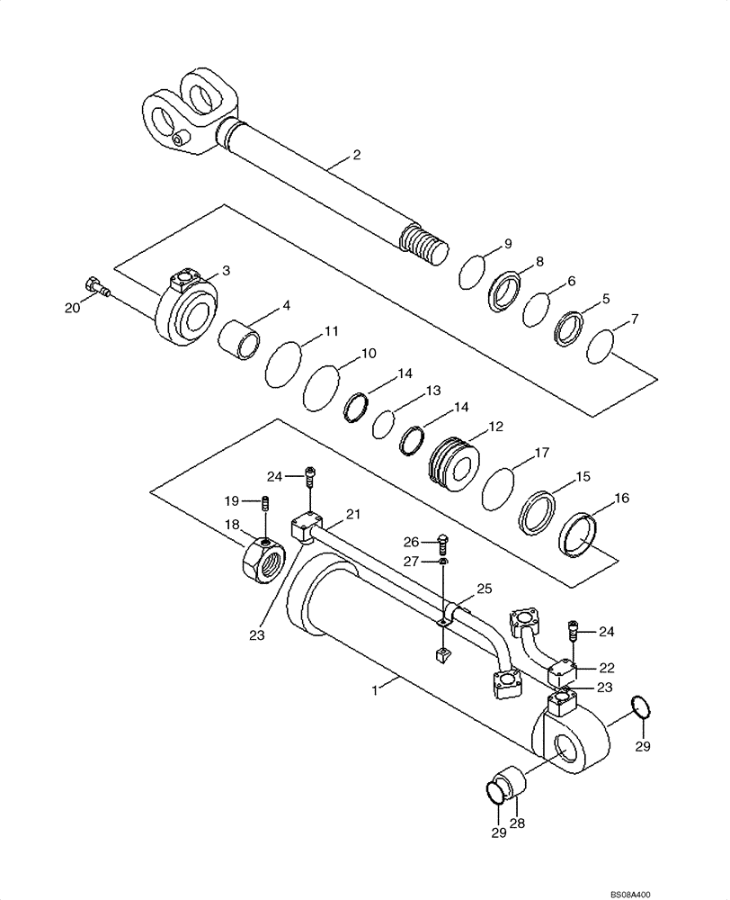 Схема запчастей Case 1221E - (08-09[01]) - HYDRAULICS - BOOM CYLINDER (87700445) (08) - HYDRAULICS