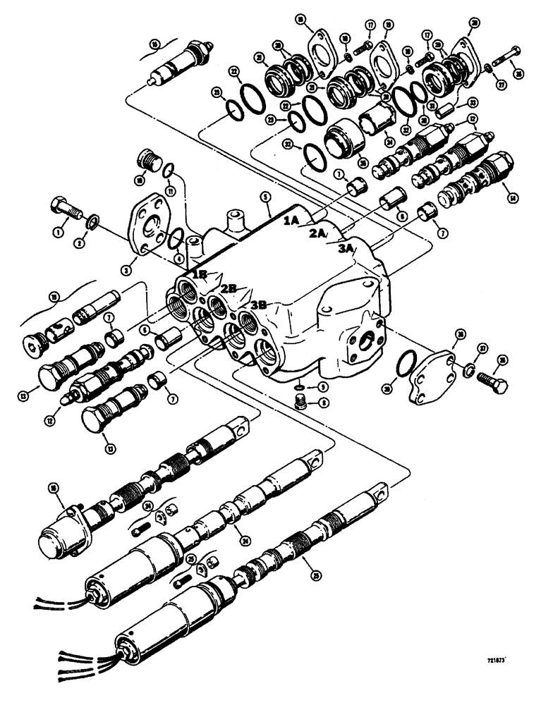 Схема запчастей Case W26B - (450) - L52925 LOADER CONTROL VALVE (3 SPOOL) TRACTOR SN 9110116 AND AFTER (08) - HYDRAULICS