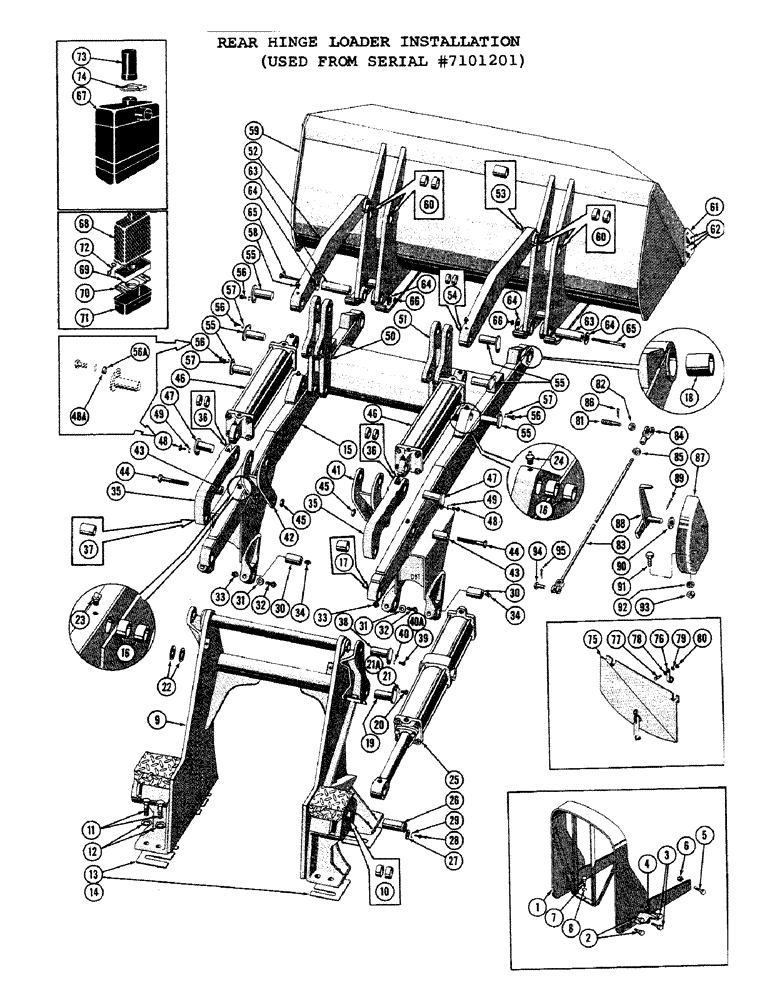 Схема запчастей Case 1000C - (198) - REAR HINGE LOADER INSTALLATION, USED FROM SERIAL NUMBER 7101201 (05) - UPPERSTRUCTURE CHASSIS