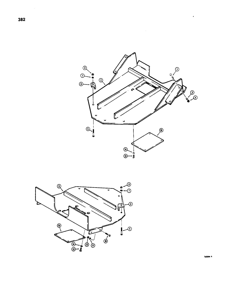 Схема запчастей Case W20 - (382) - DRIVE TRAIN GUARDS (09) - CHASSIS/ATTACHMENTS