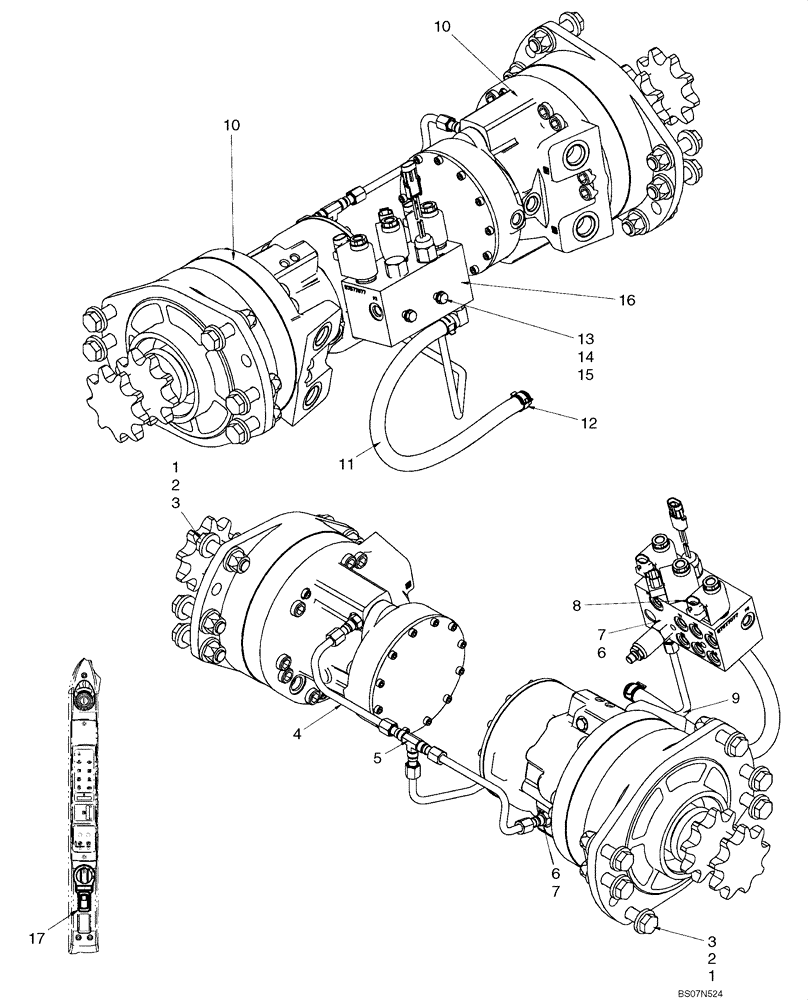 Схема запчастей Case 435 - (06-11) - HYDROSTATICS - DRIVE MOTORS, TWO SPEED (PILOT) (06) - POWER TRAIN