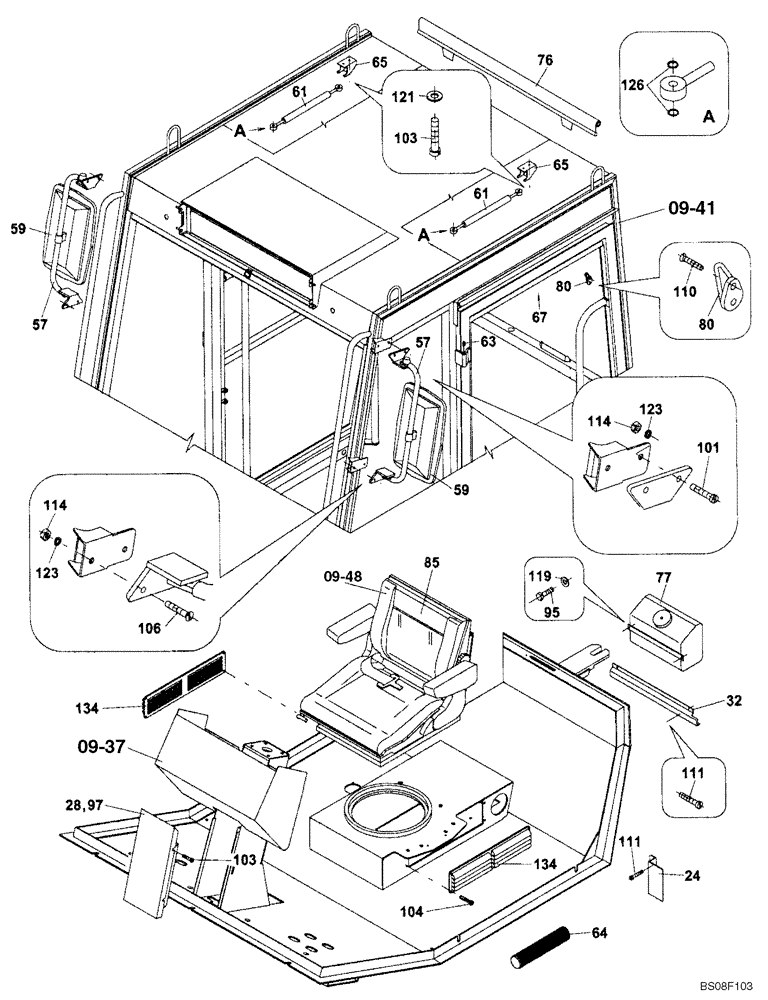 Схема запчастей Case SV208 - (09-46[01]) - COMPONENTS, CAB (GROUP 165-C) (ND001506-C) (09) - CHASSIS/ATTACHMENTS