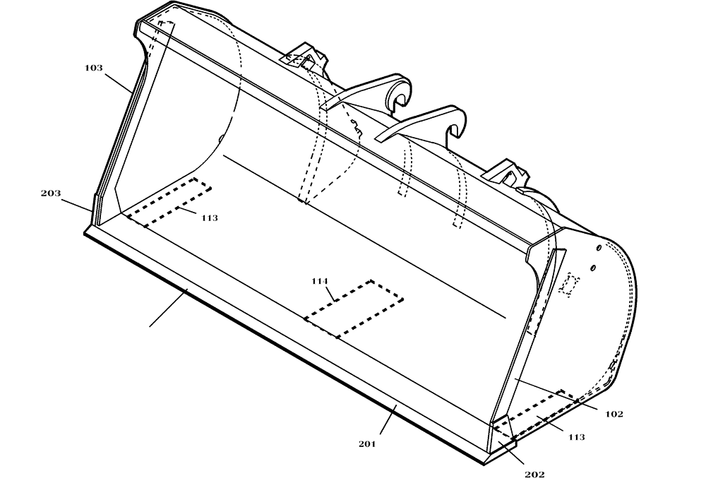 Схема запчастей Case 321D - (64.212[2989632000]) - LIGHT GOODS BUCKET 1,2M3 OZ.-2100BR. (82) - FRONT LOADER & BUCKET