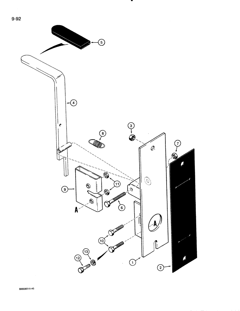 Схема запчастей Case 821 - (9-092) - ROTARY WINDOW LOCK (09) - CHASSIS/ATTACHMENTS