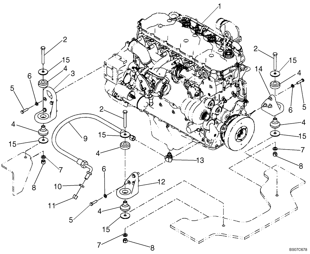 Схема запчастей Case 621E - (02-01) - MOUNTING, ENGINE (02) - ENGINE