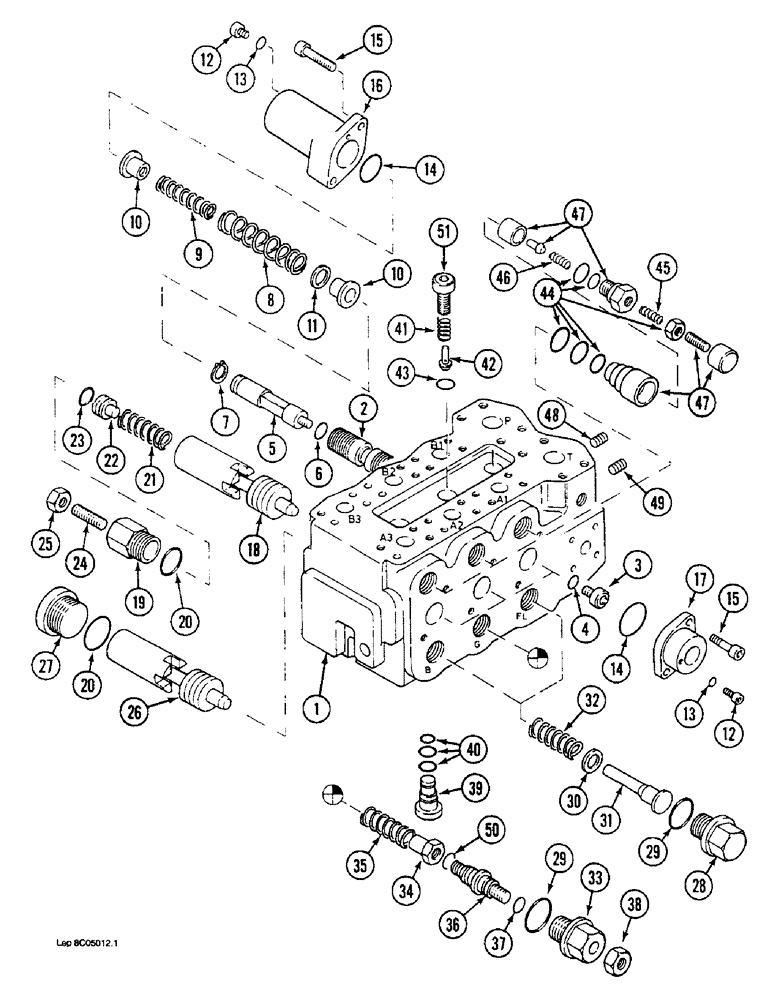 Схема запчастей Case 1088 - (8C-15A) - ATTACHMENT CONTROL VALVE (08) - HYDRAULICS