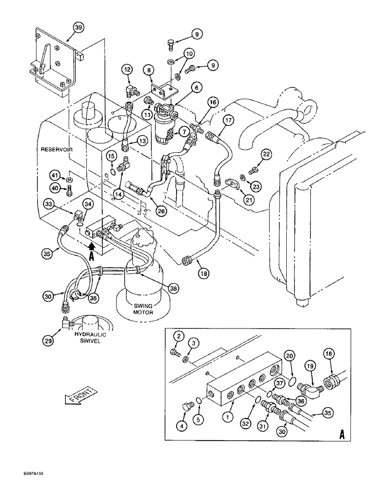 Схема запчастей Case 9040B - (8-010) - FILTER AND RESERVOIR RETURN LINES (08) - HYDRAULICS