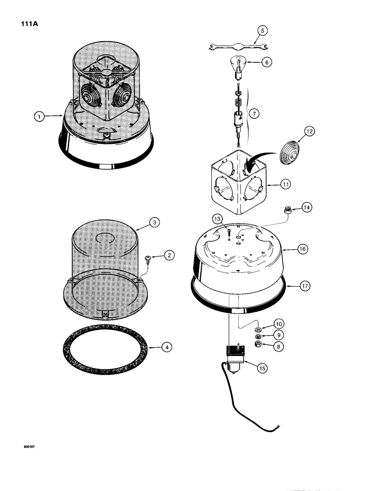 Схема запчастей Case 680H - (111A) - ROTATING BEACON - SIGNAL STAT (04) - ELECTRICAL SYSTEMS