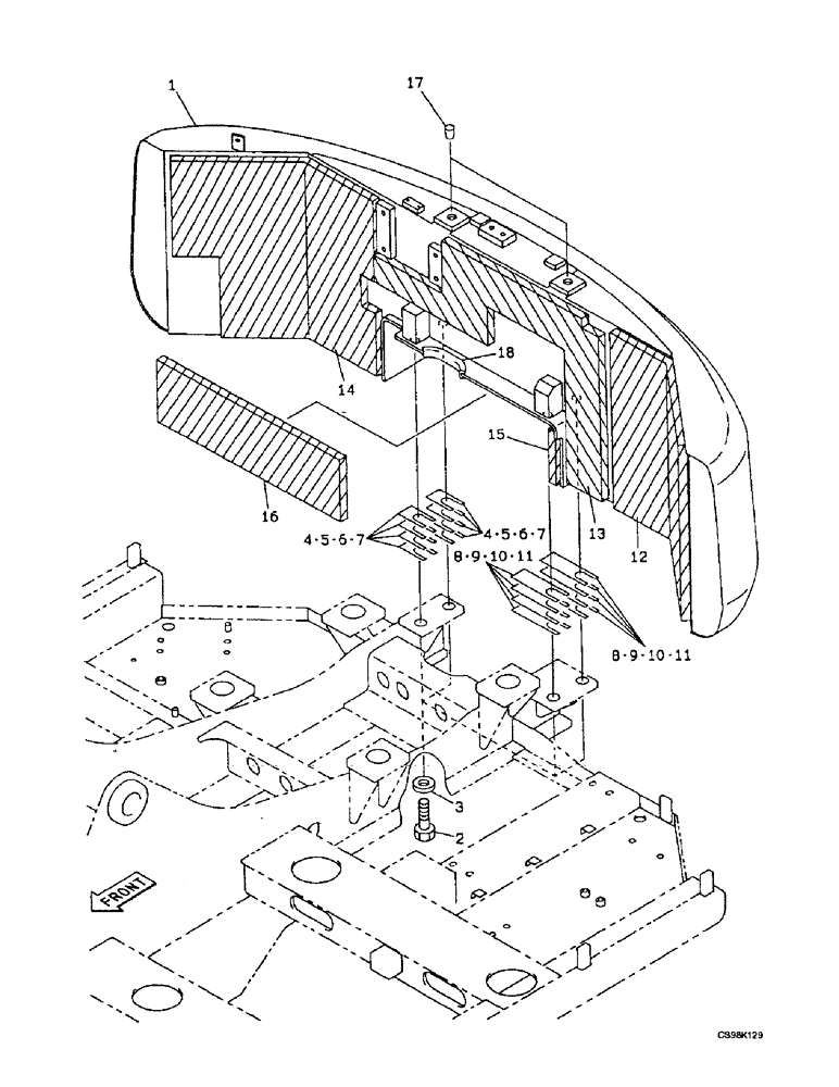 Схема запчастей Case 9007B - (9-08) - COUNTERWEIGHT - SOUNDPROOFING (09) - CHASSIS