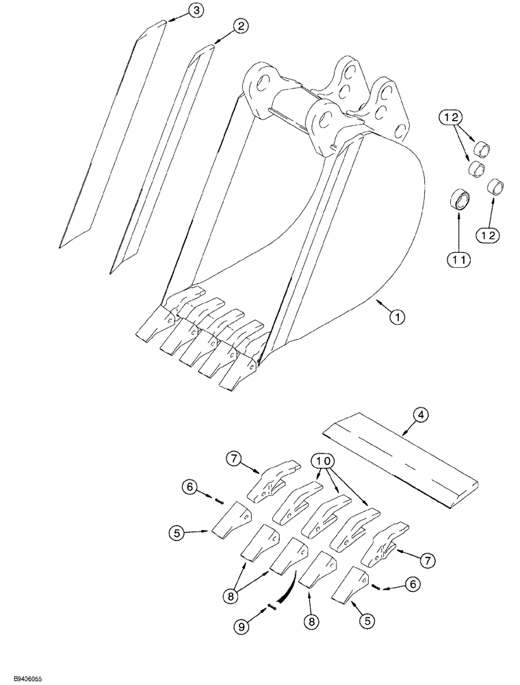 Схема запчастей Case 580SL - (9-066[1]) - UNIVERSAL BACKHOE BUCKETS, 762 MM (30") WIDE TRENCHING BUCKET AND TEETH, HEAVY DUTY (09) - CHASSIS/ATTACHMENTS