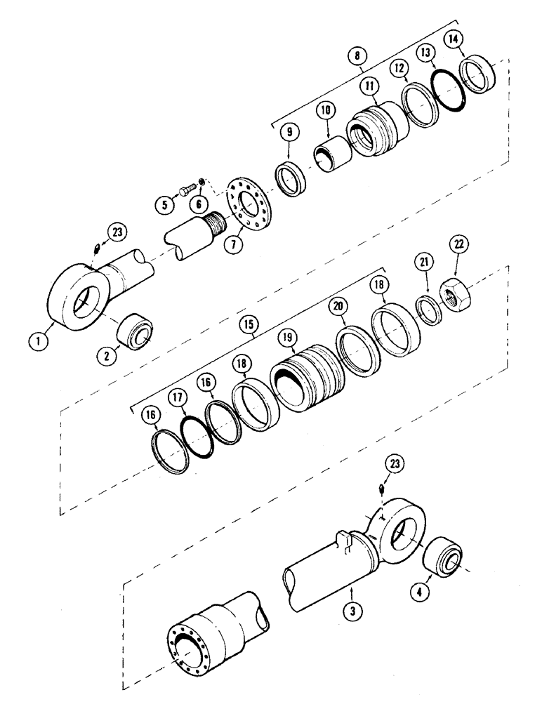 Схема запчастей Case 35 - (148) - CROWD CYLINDER, (6.50" ID X 47.50" STROKE), (USED WITH "E" BOOM) (35) - HYDRAULIC SYSTEMS