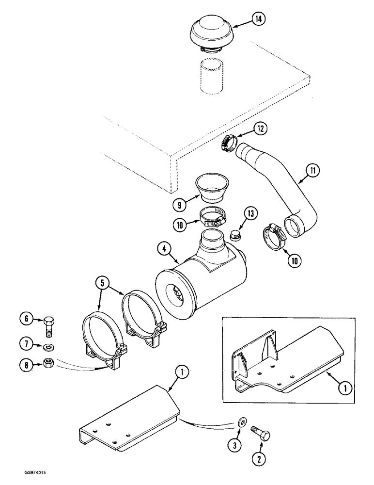 Схема запчастей Case 888 - (2-04) - AIR INTAKE PARTS (02) - ENGINE