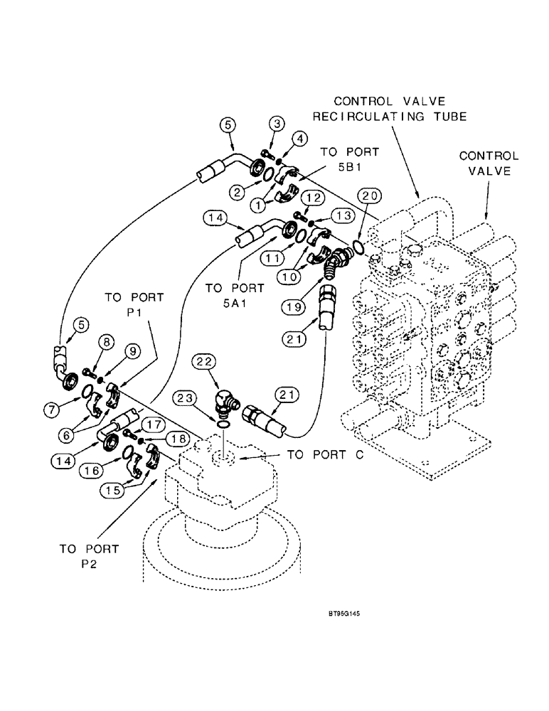 Схема запчастей Case 9060B - (8-070) - SWING MOTOR POWER CIRCUIT (08) - HYDRAULICS