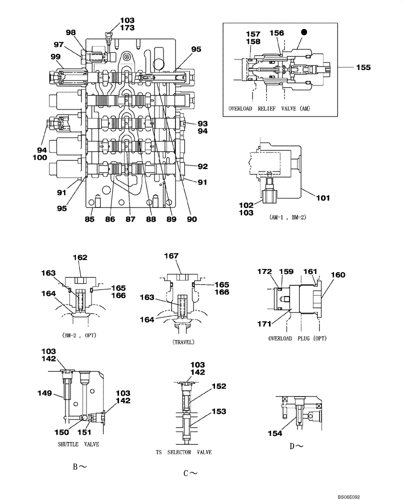 Схема запчастей Case CX800 - (08-205-00[01]) - CONTROL VALVE (08) - HYDRAULICS