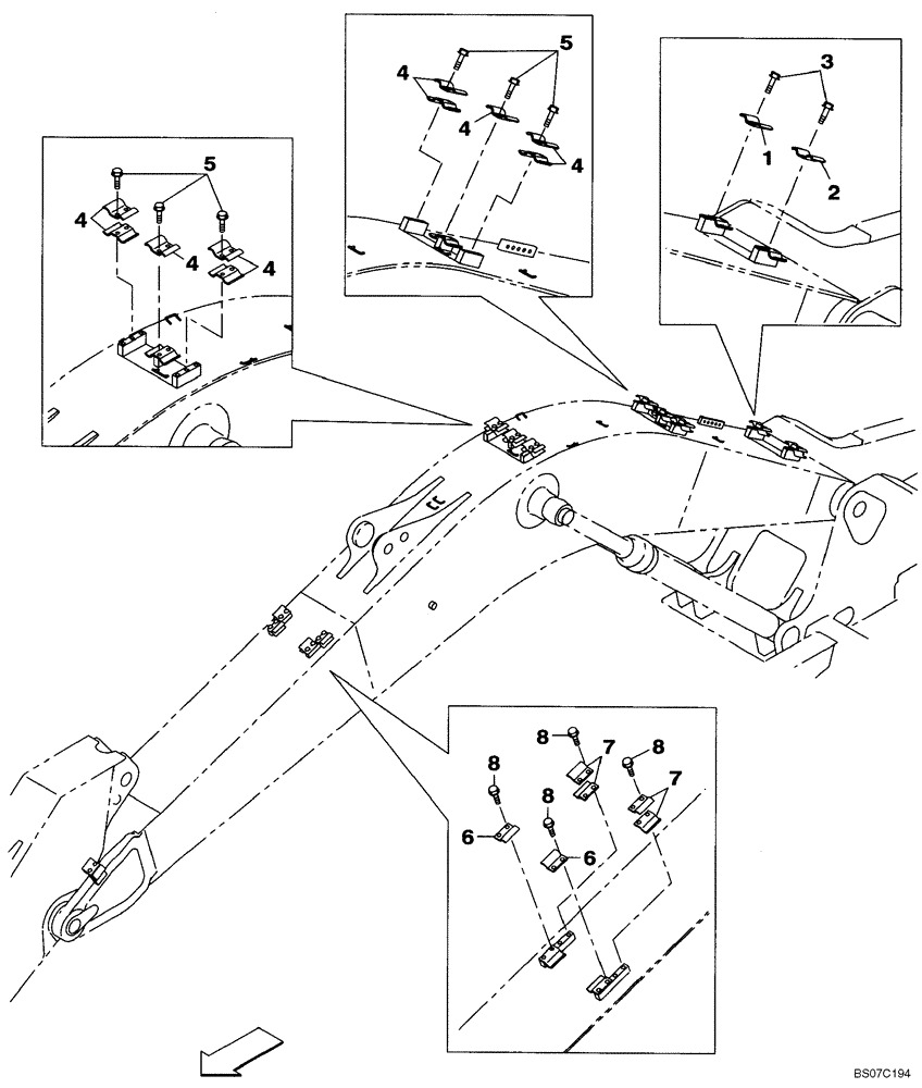 Схема запчастей Case CX210B - (09-38[01]) - CLAMPS - BOOM (09) - CHASSIS/ATTACHMENTS