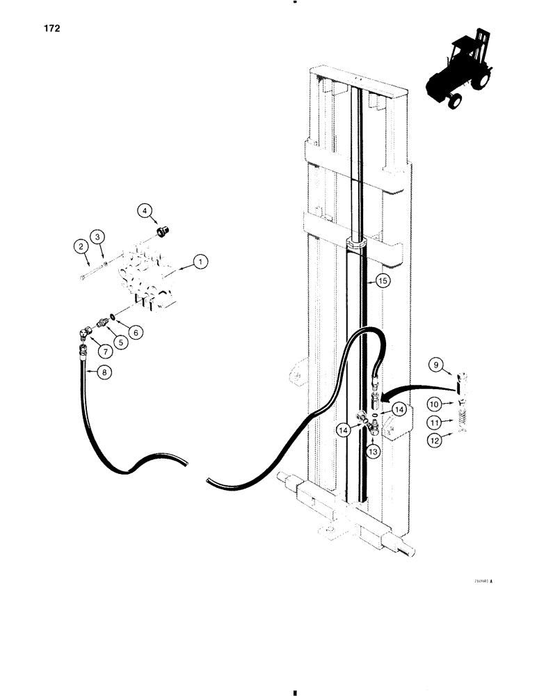 Схема запчастей Case 584C - (172) - MAST LIFT CYLINDER HYDRAULIC CIRCUIT (35) - HYDRAULIC SYSTEMS