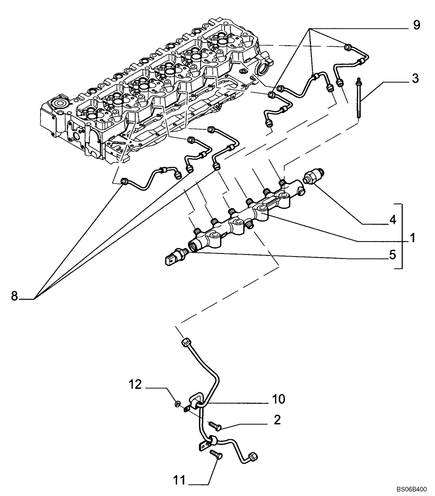 Схема запчастей Case 1150K - (03-05) - FUEL INJECTION TUBES (03) - FUEL SYSTEM