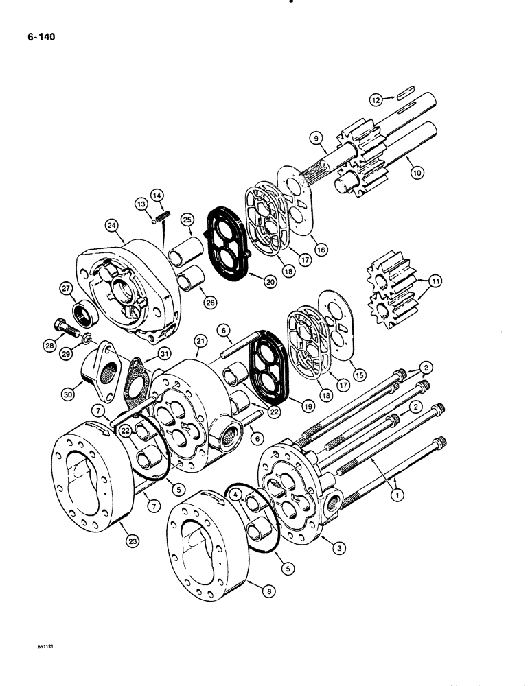 Схема запчастей Case 1835B - (6-140) - D82186 DUAL PUMP (06) - POWER TRAIN