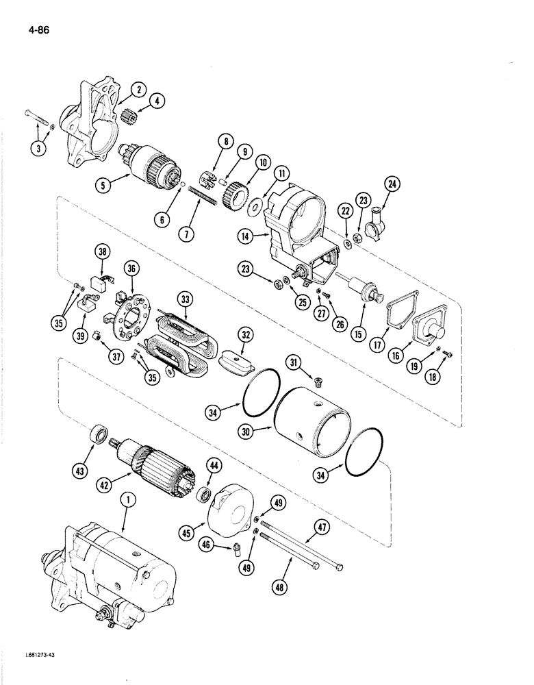 Схема запчастей Case 780C - (4-086) - STARTER, USED ON LOADER BACKHOE WITH 12 VOLT SYSTEM (04) - ELECTRICAL SYSTEMS