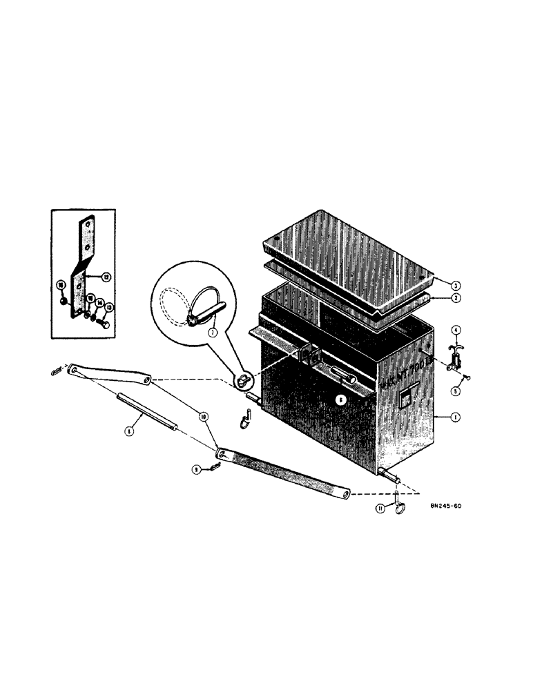 Схема запчастей Case 320 - (84) - 700 LB. REAR WEIGHT BOX (WITH EAGLE HITCH) (00) - COMPLETE MACHINE