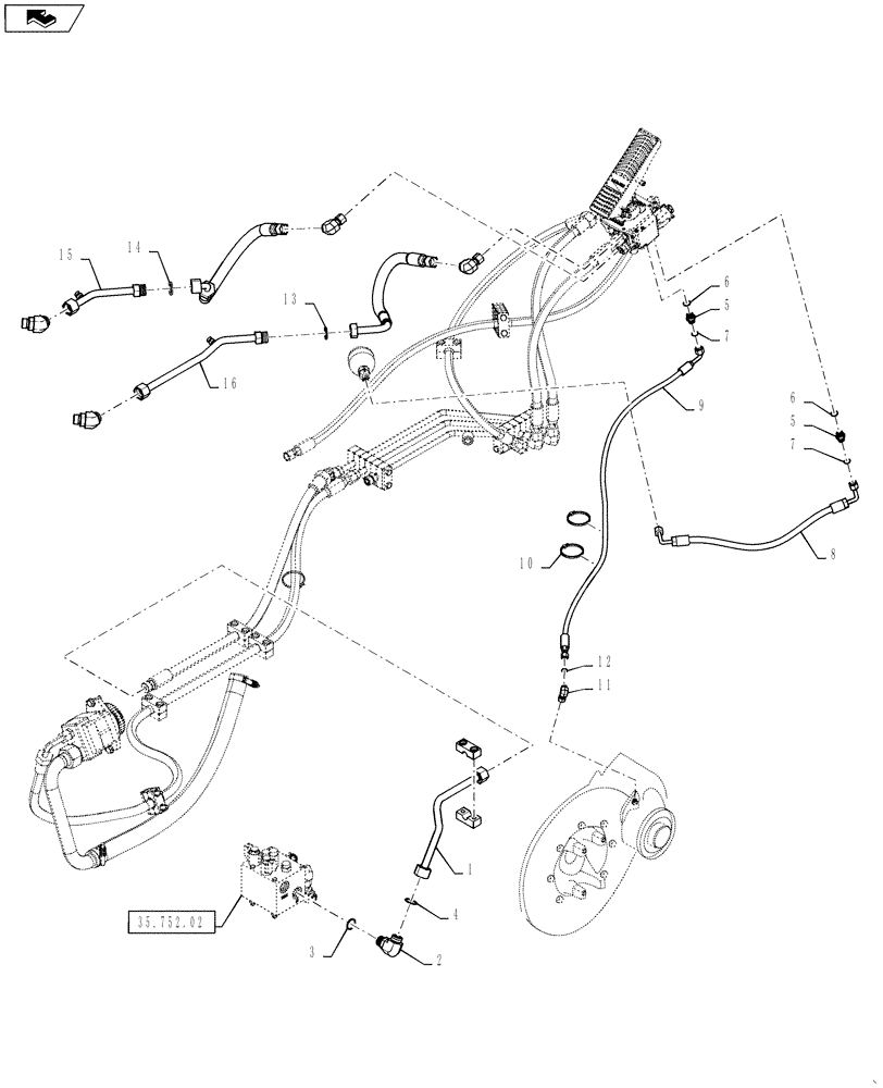 Схема запчастей Case 621F - (33.110.BJ) - MAIN BRAKE, HYDRAULIC, PARKING BRAKE (33) - BRAKES & CONTROLS