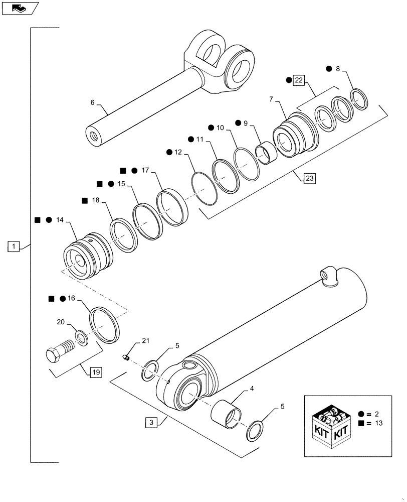 Схема запчастей Case 621F - (41.200.16) - CYLINDER ASSY - STEERING (41) - STEERING