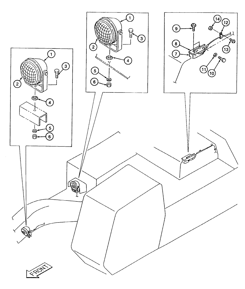 Схема запчастей Case 9040 - (4-24) - WORK LAMPS AND MOUNTING (04) - ELECTRICAL SYSTEMS