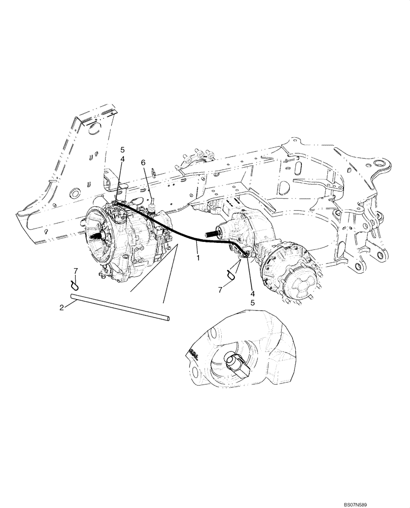 Схема запчастей Case 580SN - (27.110.02[01]) - AXLE, REAR DRIVE - DIFFERENTIAL LOCK (27) - REAR AXLE SYSTEM