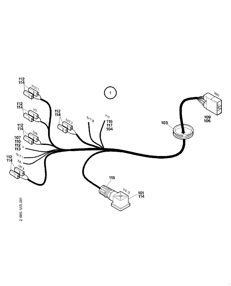 Схема запчастей Case 221D - (32.433[003]) - CABLE HARNESS PLATFORM FAST GEAR (OPTION) (S/N 581101-UP) (55) - ELECTRICAL SYSTEMS