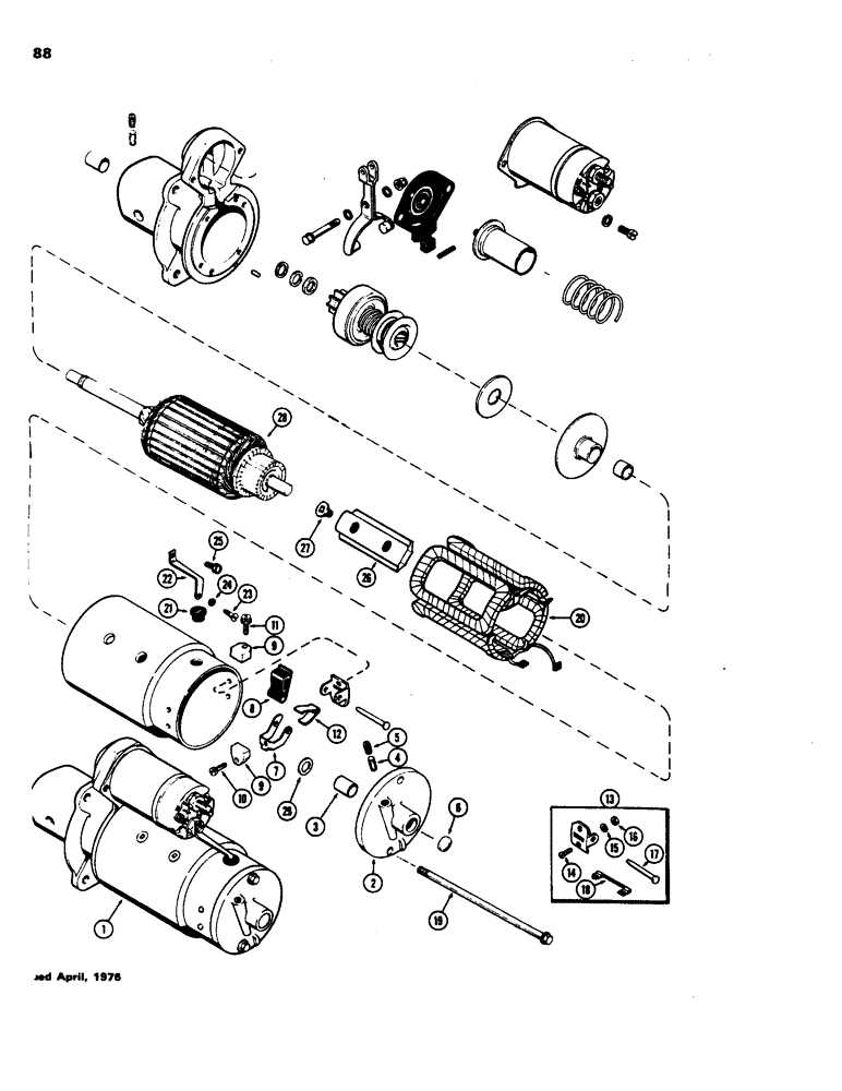 Схема запчастей Case 480B - (088) - A51873 STARTER, (188) DIESEL ENGINE, FIRST USED TRACTOR SERIAL NUMBER 8738684 