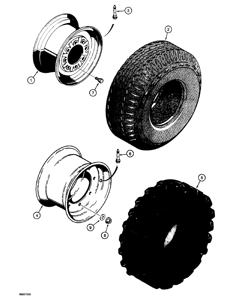 Схема запчастей Case 570LXT - (5-18) - FRONT WHEELS AND TIRES (05) - STEERING