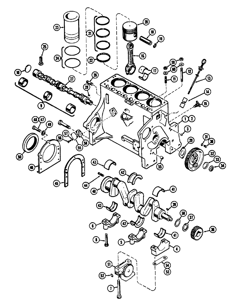 Схема запчастей Case 530CK - (010) - CYLINDER BLOCK ASSEMBLY, (159) SPARK IGNITION ENGINE, ENG. NO.2121404 AND AFTER (10) - ENGINE