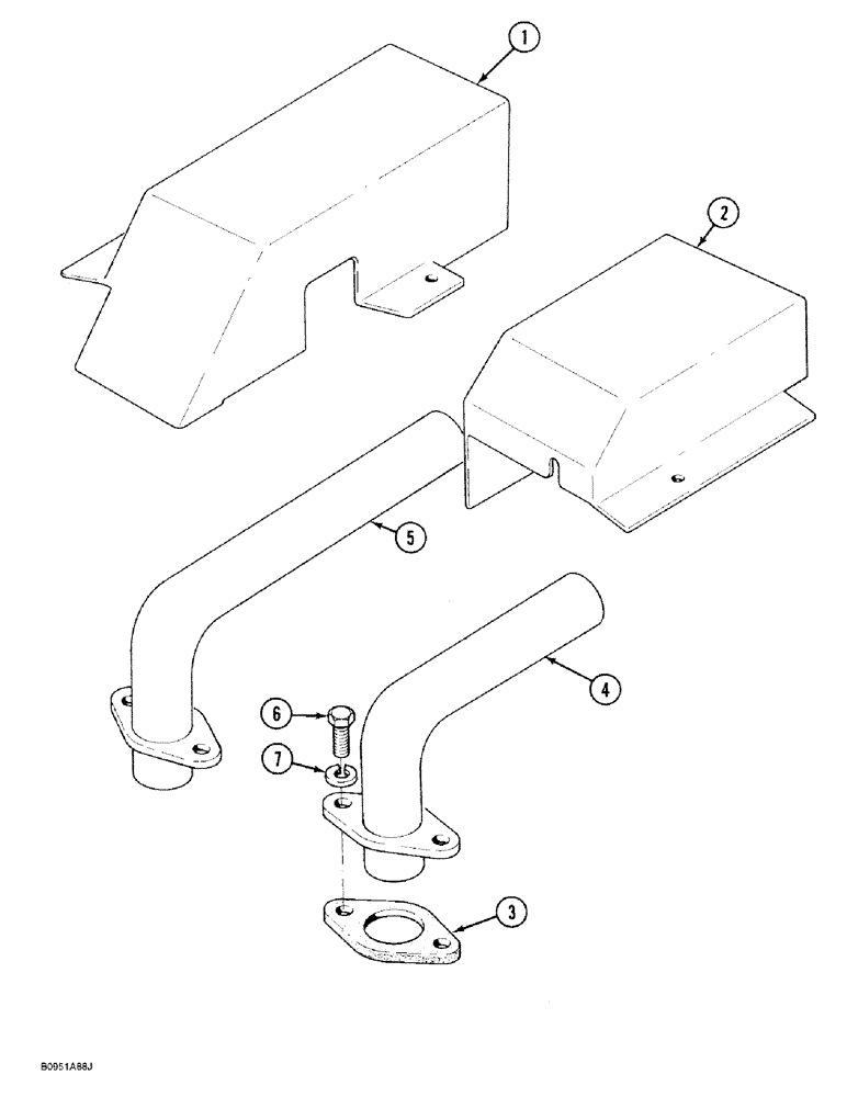 Схема запчастей Case 1818 - (2-58) - EXHAUST SYSTEM, GASOLINE MODELS (02) - ENGINE