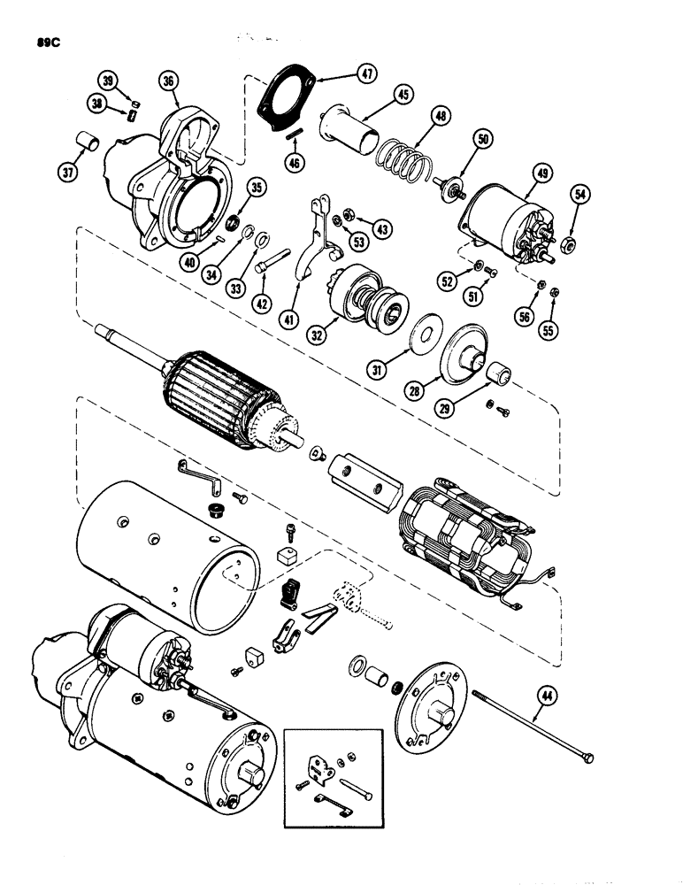 Схема запчастей Case 1835 - (089C) - A169502 STARTER, 188 DIESEL ENGINE (04) - ELECTRICAL SYSTEMS