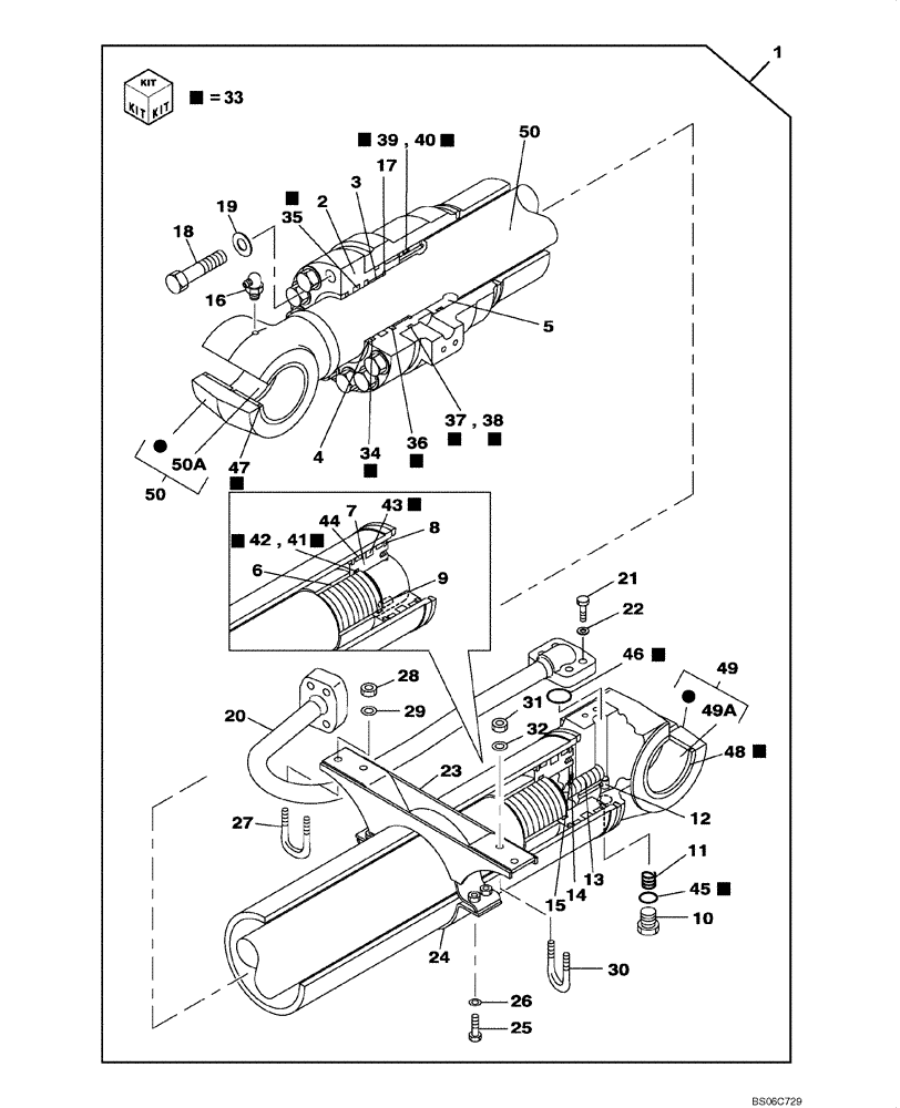 Схема запчастей Case CX350B - (08-25) - CYLINDER ASSY, ARM - MODELS WITH LOAD HOLD (08) - HYDRAULICS