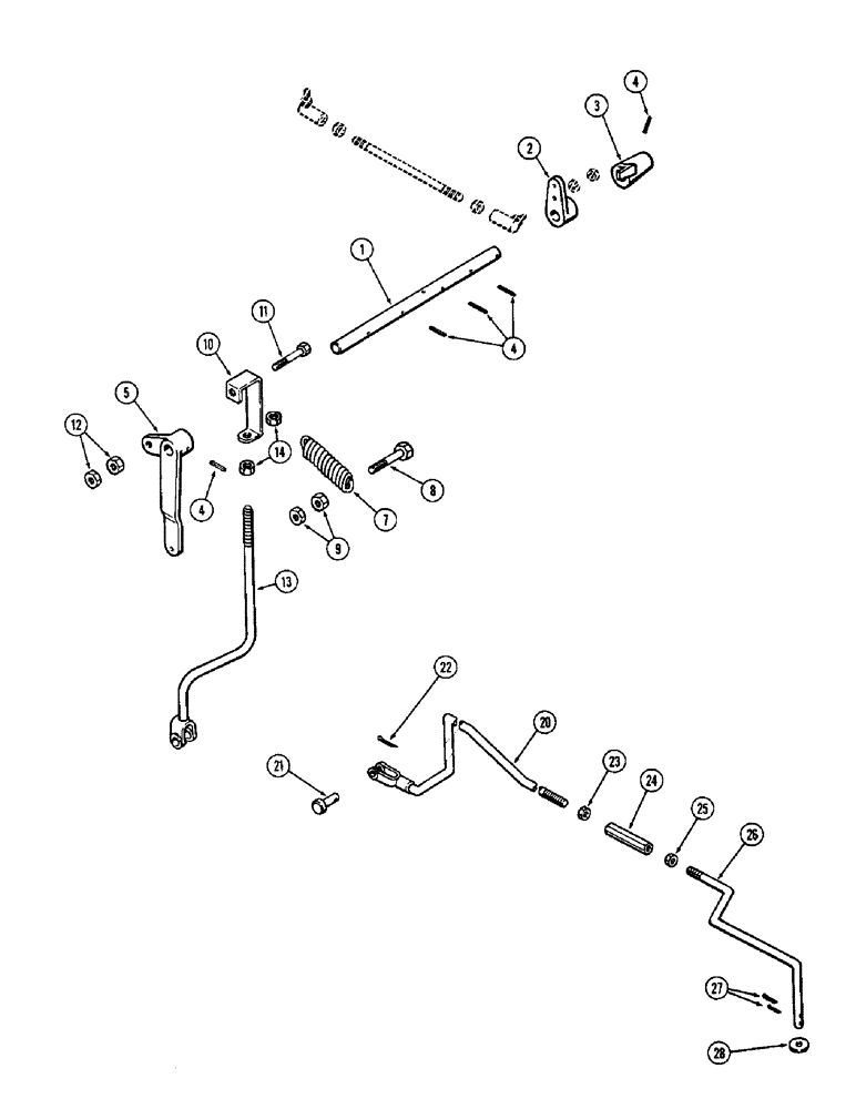 Схема запчастей Case 580B - (074) - LOWER THROTTLE LINKAGE, (159) SPARK IGNITION ENGINE (03) - FUEL SYSTEM