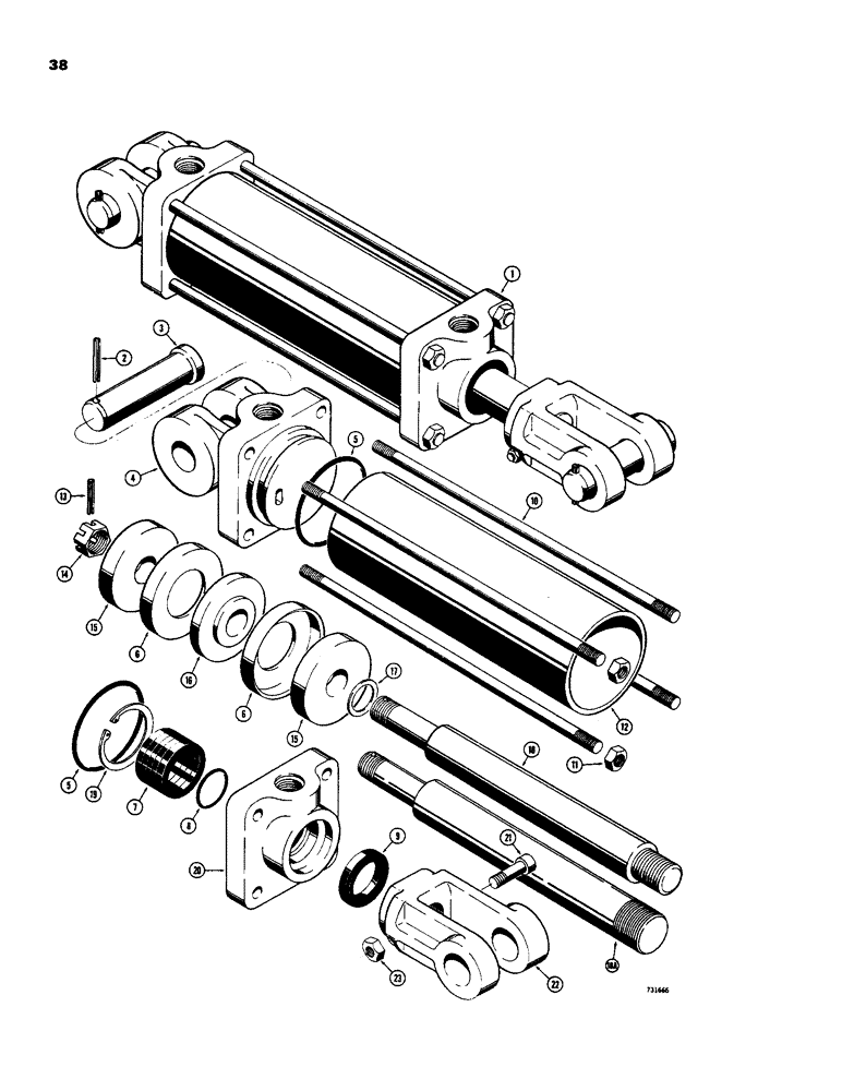 Схема запчастей Case 584 - (38) - D41512 TILT CYLINDER, TIE ROD TYPE CYLINDER (35) - HYDRAULIC SYSTEMS