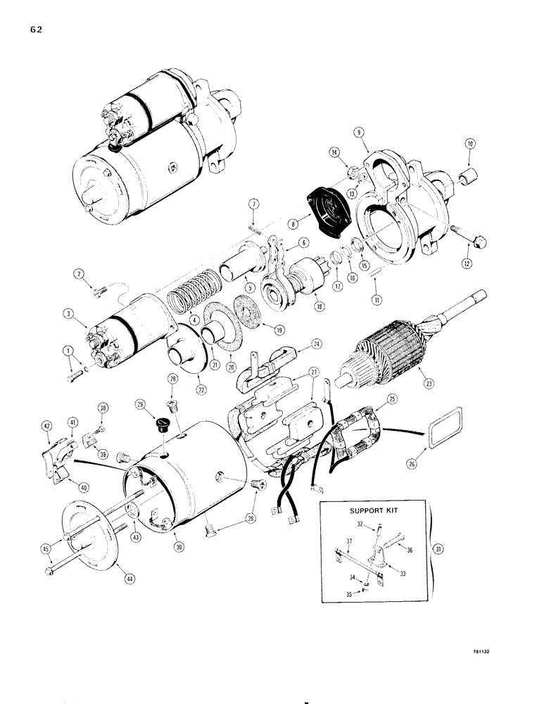 Схема запчастей Case 1830 - (062) - D79932 STARTER (55) - ELECTRICAL SYSTEMS