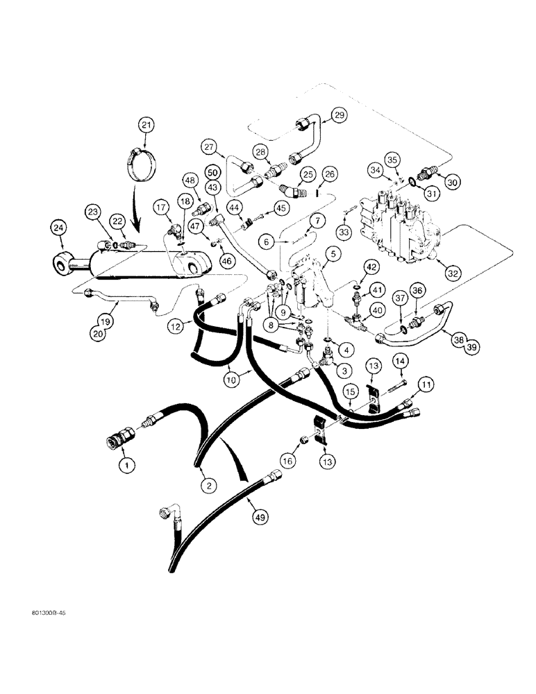 Схема запчастей Case 480F - (8-018) - BACKHOE STABILIZER CYLINDER HYDRAULIC CIRCUIT (08) - HYDRAULICS