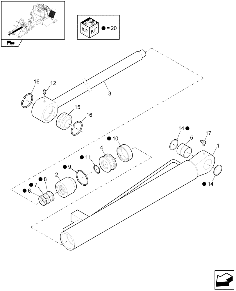 Схема запчастей Case 221E - (24.072[2991439000]) - LIFT CYLINDER (35) - HYDRAULIC SYSTEMS