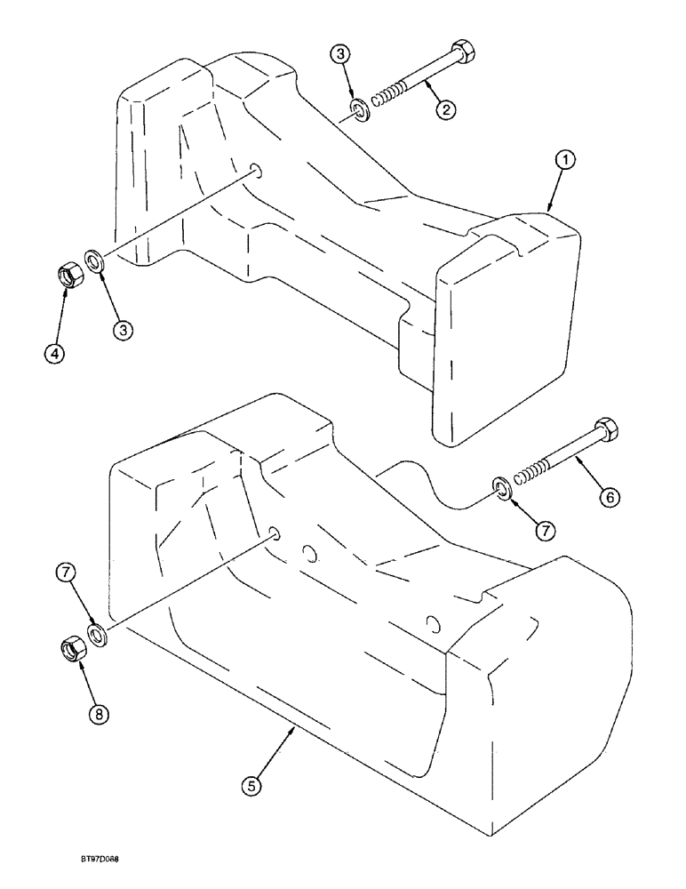 Схема запчастей Case 590SL - (9-064) - FRONT COUNTERWEIGHT (09) - CHASSIS/ATTACHMENTS