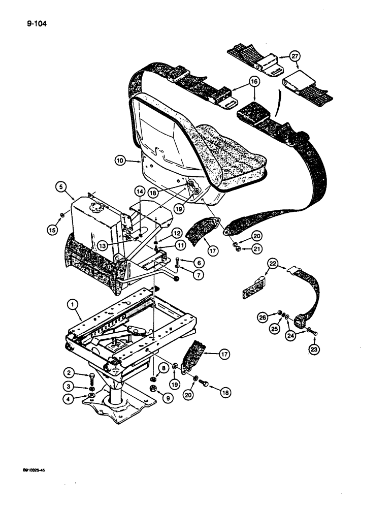 Схема запчастей Case 680L - (9-104) - SUSPENSION SEAT AND MOUNTING PARTS (09) - CHASSIS/ATTACHMENTS