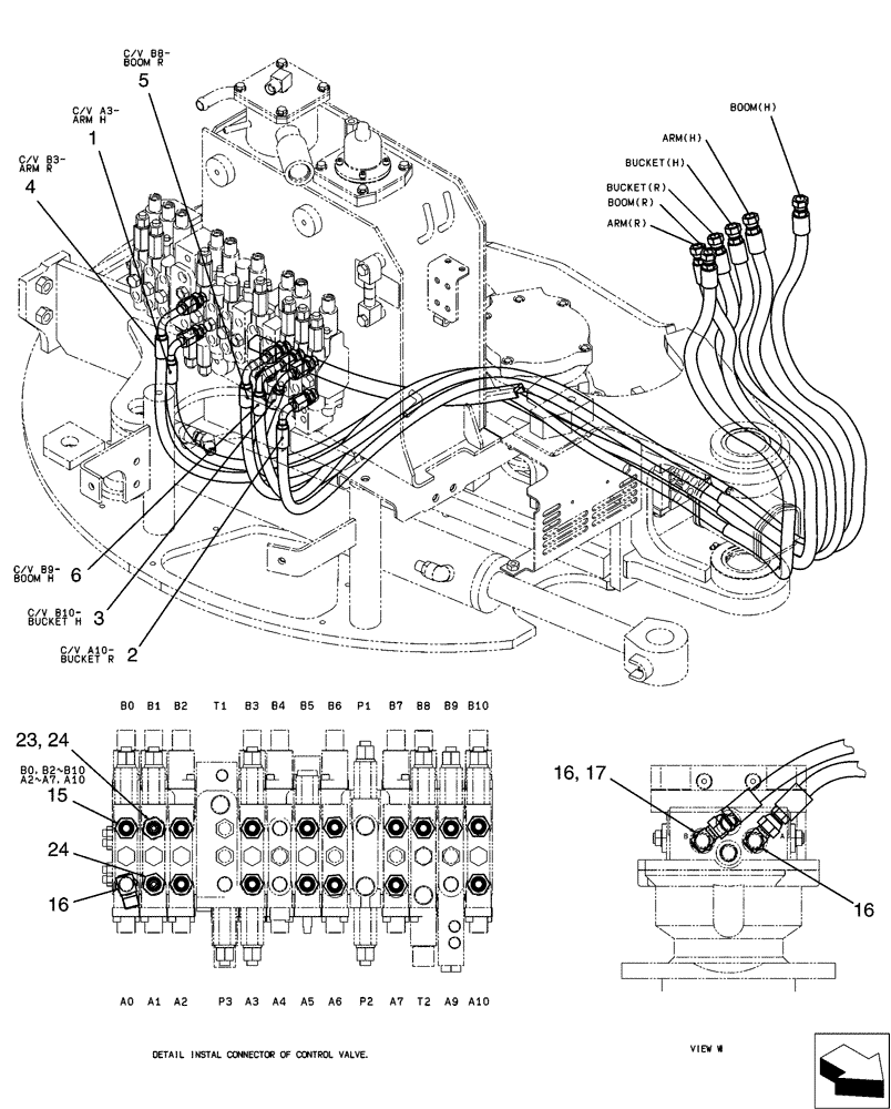 Схема запчастей Case CX31B - (01-036[01]) - HYD LINES, UPP (35) - HYDRAULIC SYSTEMS