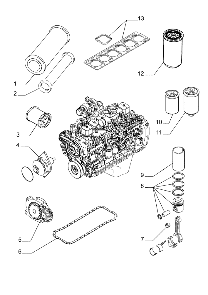 Схема запчастей Case 885 - (00-00[01]) - ENGINE OVERHOULING (02) - ENGINE