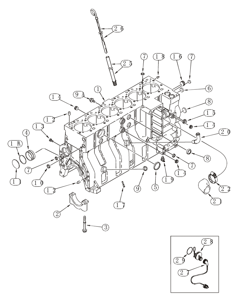 Схема запчастей Case 821C - (02-42) - CYLINDER BLOCK (02) - ENGINE