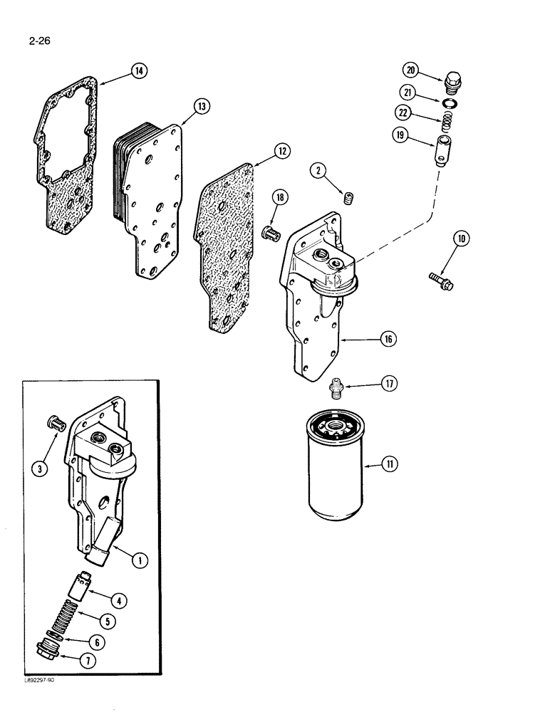 Схема запчастей Case 780D - (2-26) - OIL FILTER AND COOLER, 6T-590 ENGINE (02) - ENGINE