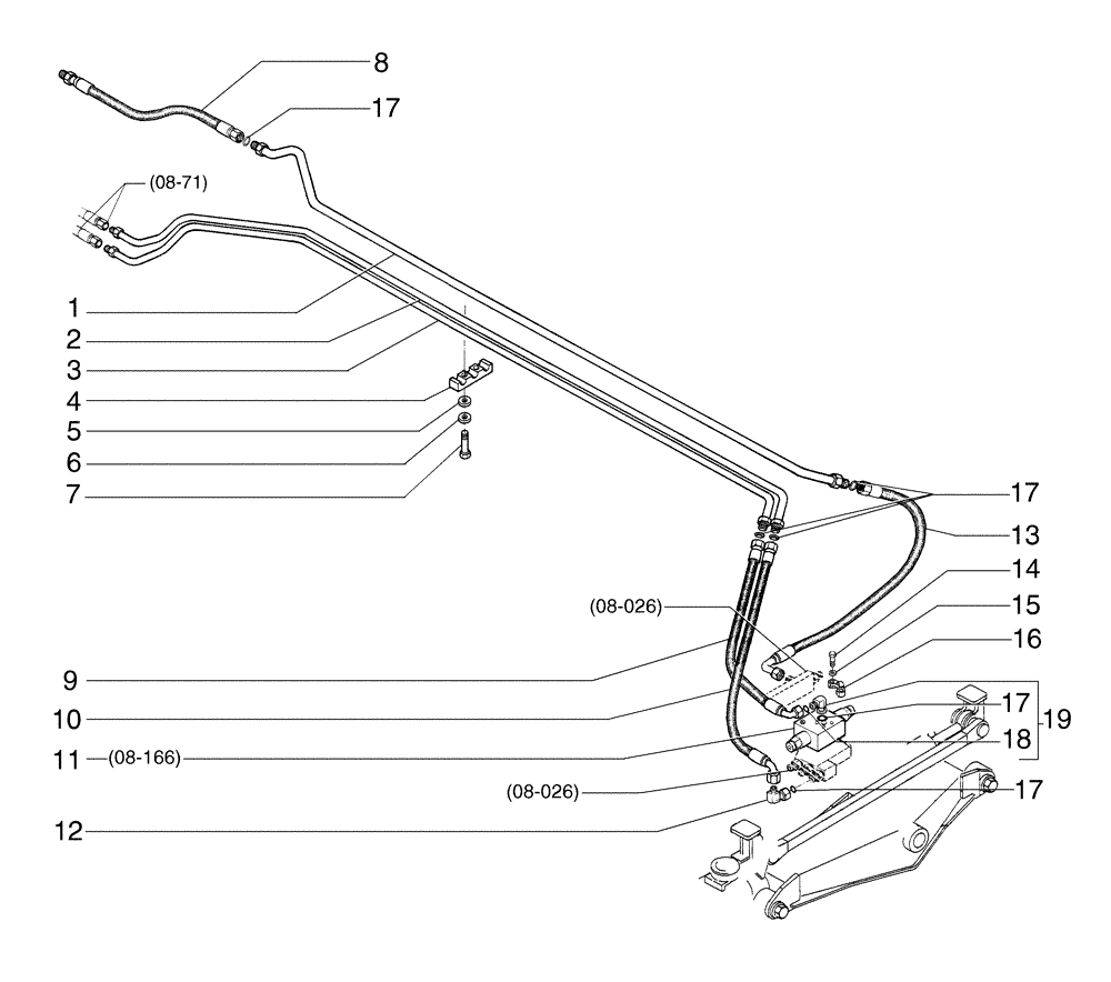 Схема запчастей Case 865 AWD - (08-024[01]) - FRONT WHEEL DRIVE HYDRAULIC CIRCUIT (08) - HYDRAULICS