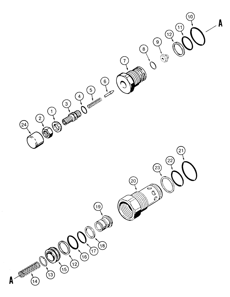 Схема запчастей Case 721C - (08-30) - VALVE ASSY, RELIEF - VALVE ASSY, ANTICAVITATION (08) - HYDRAULICS